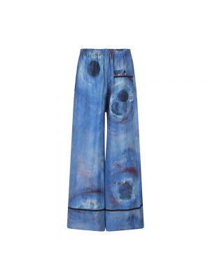 Jedwabne spodnie z dziurami Marni niebieskie