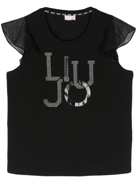 Тениска с кристали Liu Jo черно