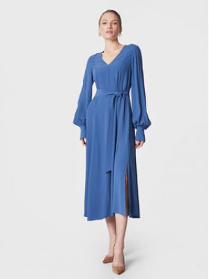 Viskózové priliehavé šaty Ivy Oak - modrá