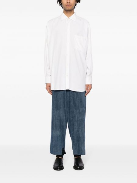 Spodnie bawełniane relaxed fit Yohji Yamamoto niebieskie