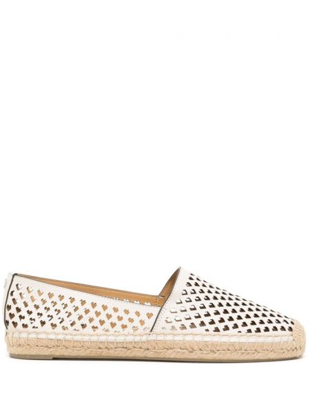 Kalp deseni deri espadril Tory Burch beyaz