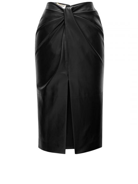 Кожаная юбка Saint Laurent черная