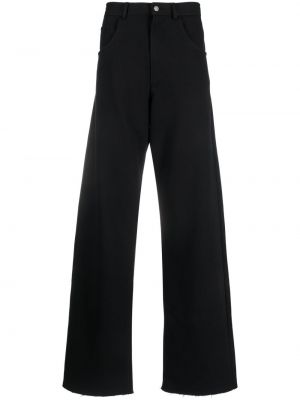 Pantalon brodé en coton large Mm6 Maison Margiela noir