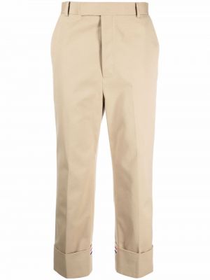 Ravne hlače s črtami Thom Browne rjava