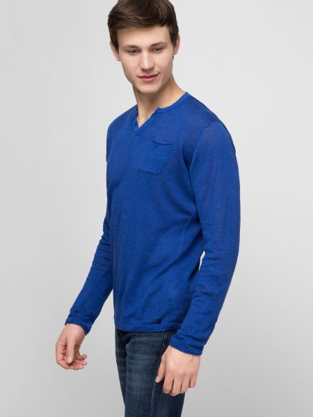 Лляний пуловер Karl Lagerfeld синій