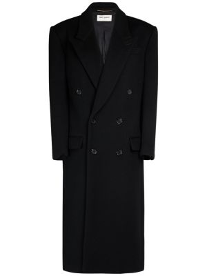 Gyapjú kabát Saint Laurent fekete