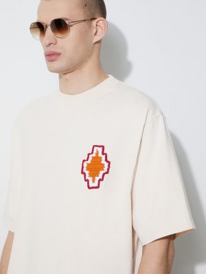 Bavlněné tričko s aplikacemi Marcelo Burlon béžové
