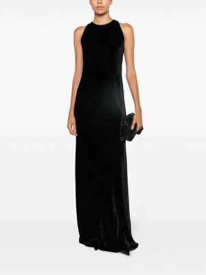 Křišťálové večerní šaty se síťovinou Ralph Lauren Collection černé