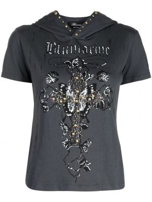 T-shirt med huva Blumarine grå