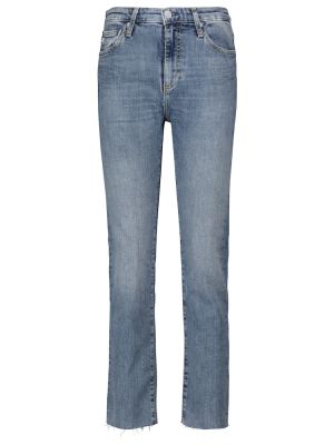 Džínsy s rovným strihom s vysokým pásom Ag Jeans modrá