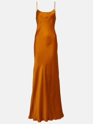 Robe longue en satin Victoria Beckham orange