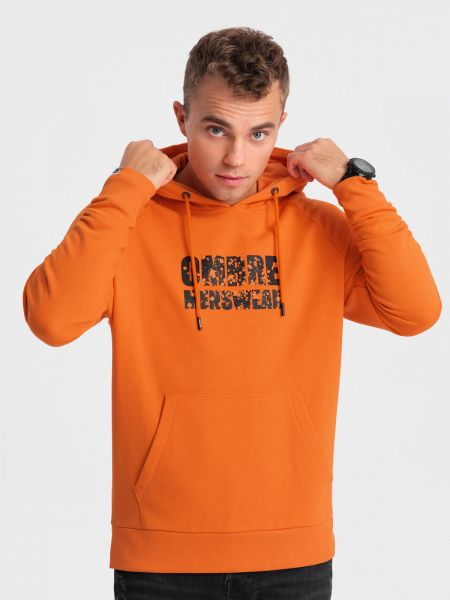Raštuotas džemperis su gobtuvu Ombre oranžinė
