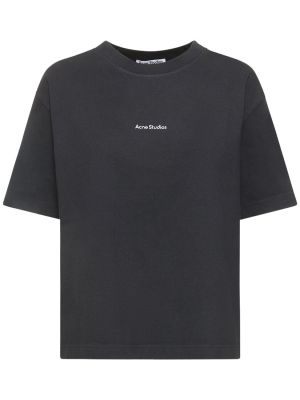 Jersey bombažna majica s potiskom Acne Studios črna