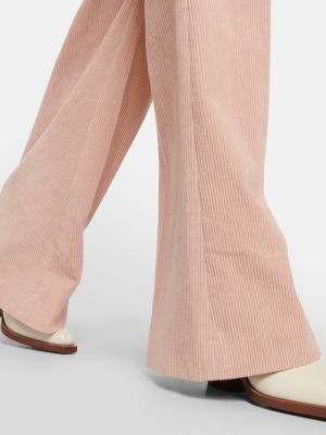 Spodnie z wysoką talią sztruksowe Chloã© różowe