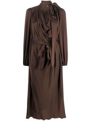 Jedwabna sukienka wieczorowa plisowana Zimmermann brązowa