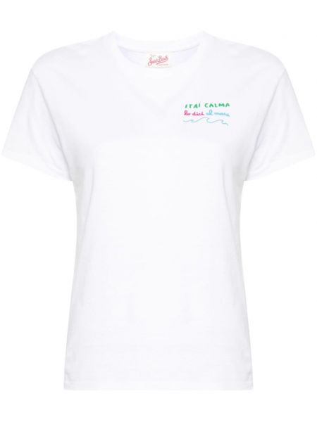 Bavlnené tričko s výšivkou Mc2 Saint Barth biela