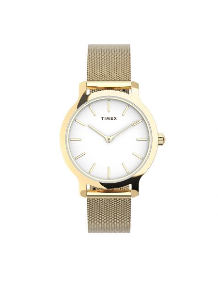Złoty zegarek Timex, biały
