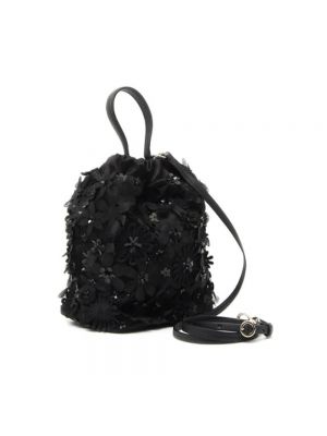 Bolsa con bordado de cuero de seda Max Mara negro