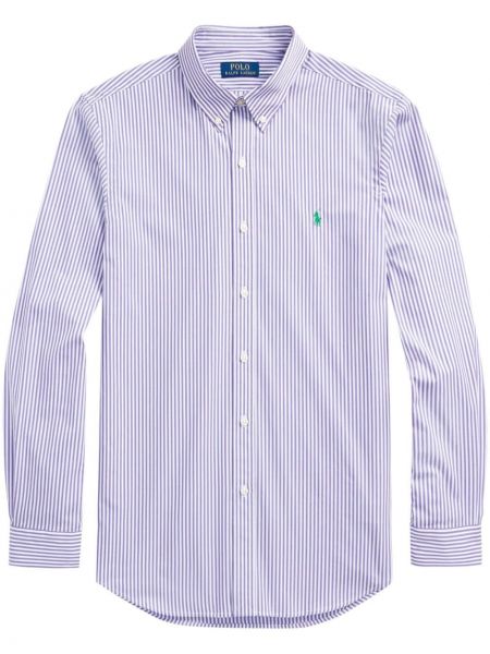 Ľanová košeľa na gombíky na gombíky Polo Ralph Lauren fialová