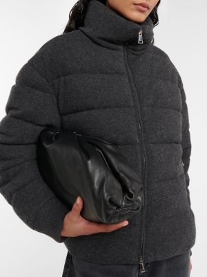 Kašmírová vlnená páperová bunda Moncler sivá