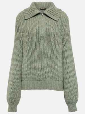 Kašmírový sveter na zips Loro Piana zelená