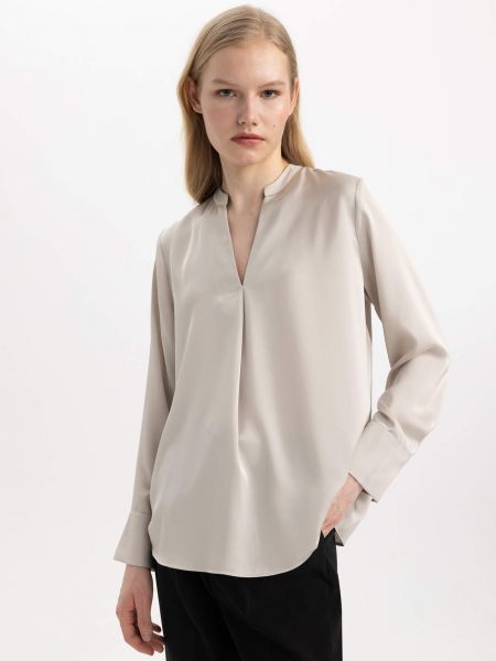 Блуза с v-образно деколте с дълъг ръкав Defacto