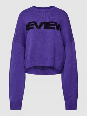 Dzianinowy sweter oversize Review fioletowy