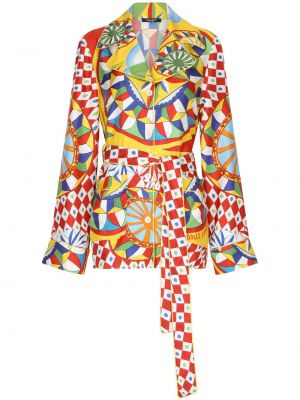 Svilena srajca s potiskom Dolce & Gabbana rumena