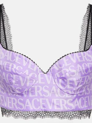 Čipkovaná hodvábna saténová bralet Versace fialová