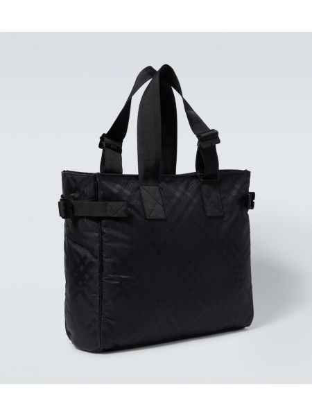 Žakárová kockovaná nákupná taška Burberry čierna