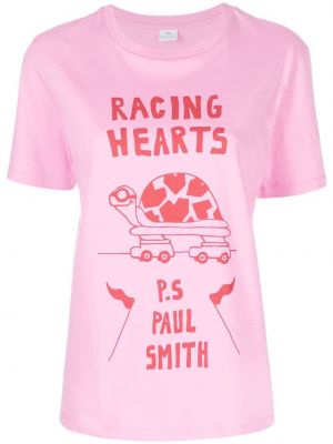 Тениска с принт Ps Paul Smith розово