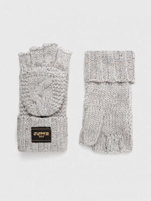 Vlněné rukavice Superdry šedé