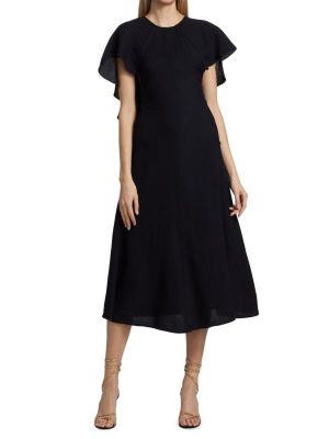 Коктейльное платье-миди Victoria Beckham с драпировкой черный