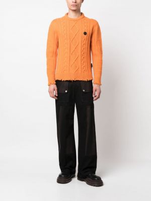 Sweter z przetarciami Philipp Plein pomarańczowy
