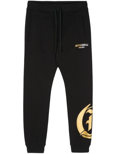 Памучни спортни панталони Just Cavalli черно