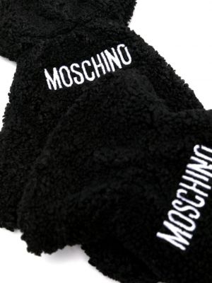 Haftowane rękawiczki Moschino czarne