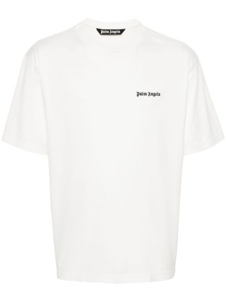 Kokvilnas t-krekls ar izšuvumiem Palm Angels balts