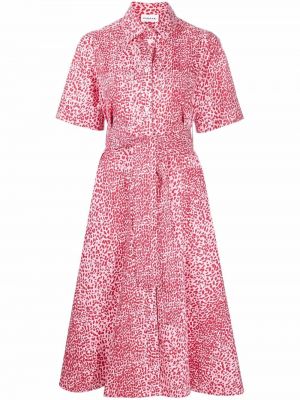 Kokvilnas midi kleita ar apdruku ar leoparda rakstu P.a.r.o.s.h. rozā