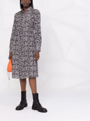 Robe chemise en soie à imprimé Karl Lagerfeld noir