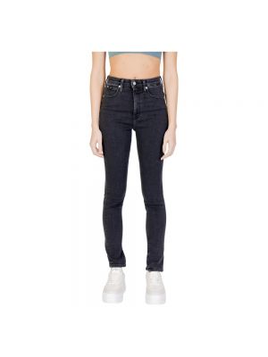 Jeansy skinny z wysoką talią Calvin Klein Jeans czarne