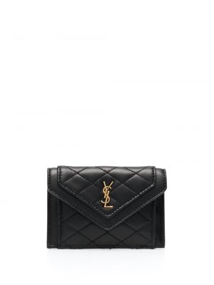 Prešívaná kožená peňaženka Saint Laurent čierna