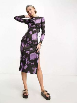 Платье с разрезом с длинным рукавом в уличном стиле Daisy Street фиолетовое