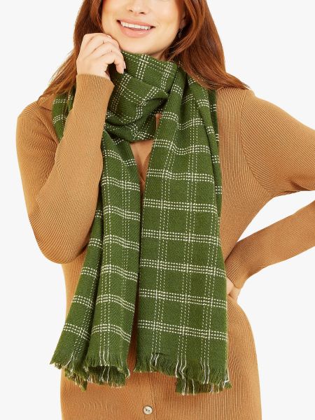 Клетчатый шарф Yumi зеленый