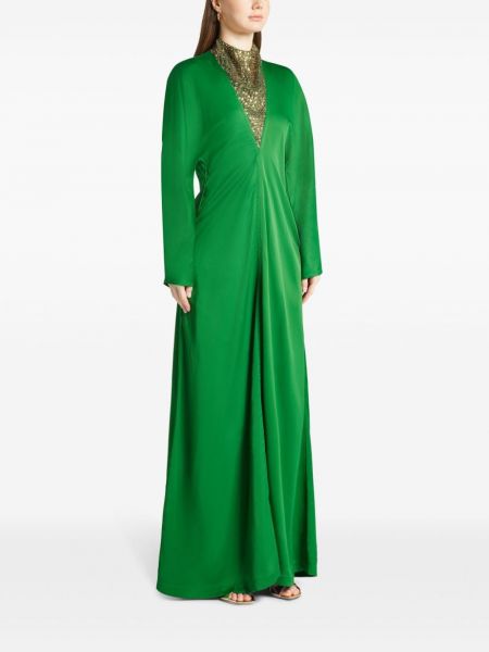 Dlouhé šaty s dlouhými rukávy Ferragamo zelené