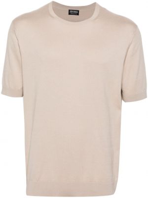 Strick t-shirt aus baumwoll mit rundem ausschnitt Zegna beige