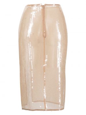 Pieštuko formos sijonas iš tiulio Nensi Dojaka smėlinė