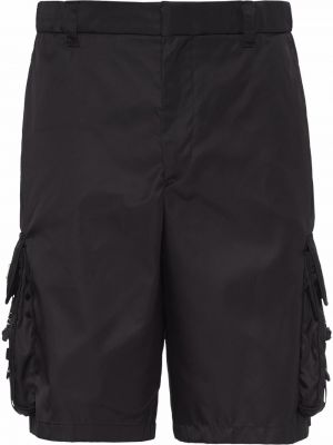 Bermuda kratke hlače iz najlona Prada črna