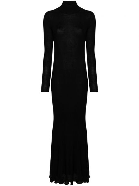 Kašmírové dlouhé šaty Balenciaga černé