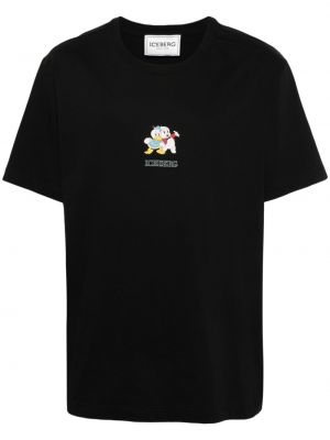 Bavlněné tričko s potiskem Iceberg černé