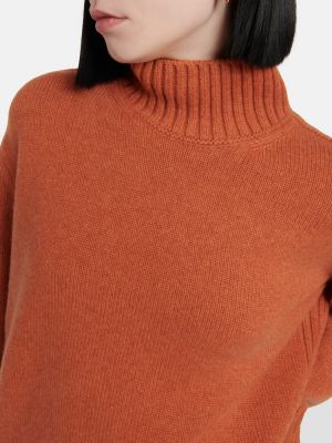 Jersey cuello alto de cachemir con cuello alto de tela jersey Loro Piana naranja